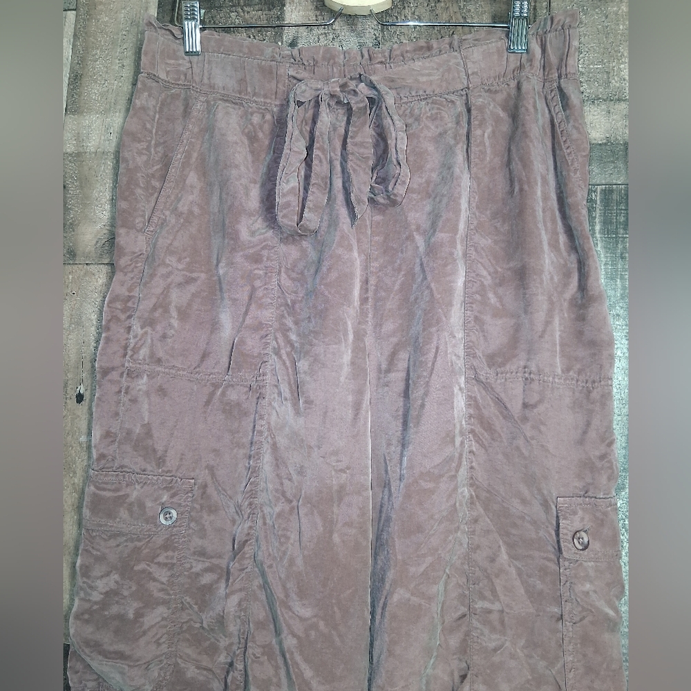Bella Dahl Echo High Waisted Seam Pant Cargo Wide Leg Paradise Brown Size Large - Picture 3 of 8